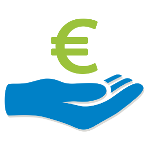 A hand holding a Euro symbol